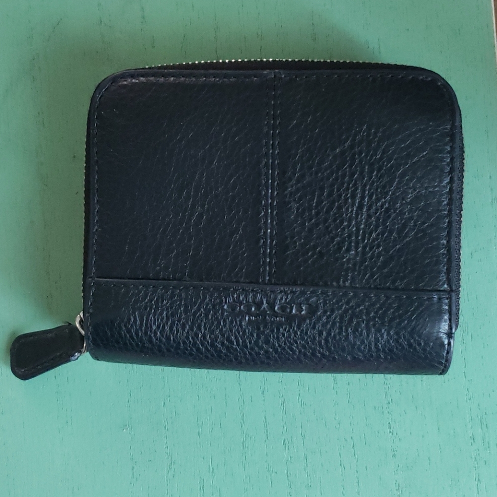 Small black leather coach wallet